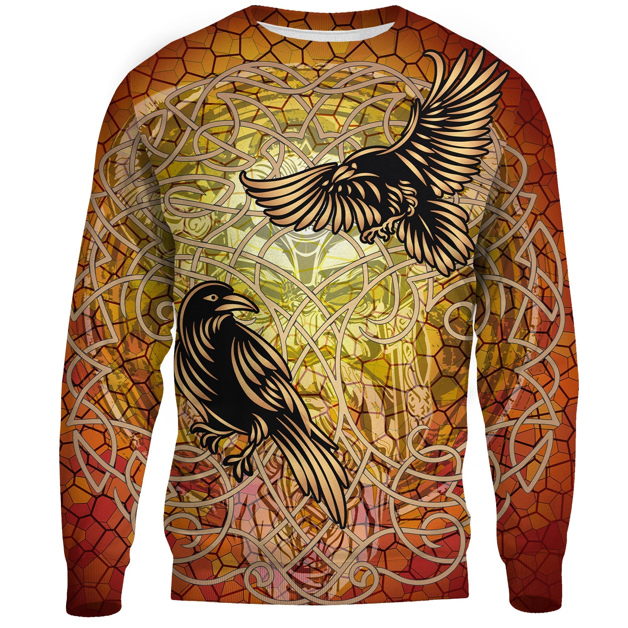 viking-celtic-symbol-sweatshirts-huginn-and-muninn-of-odin-on-yggdrasil-gold