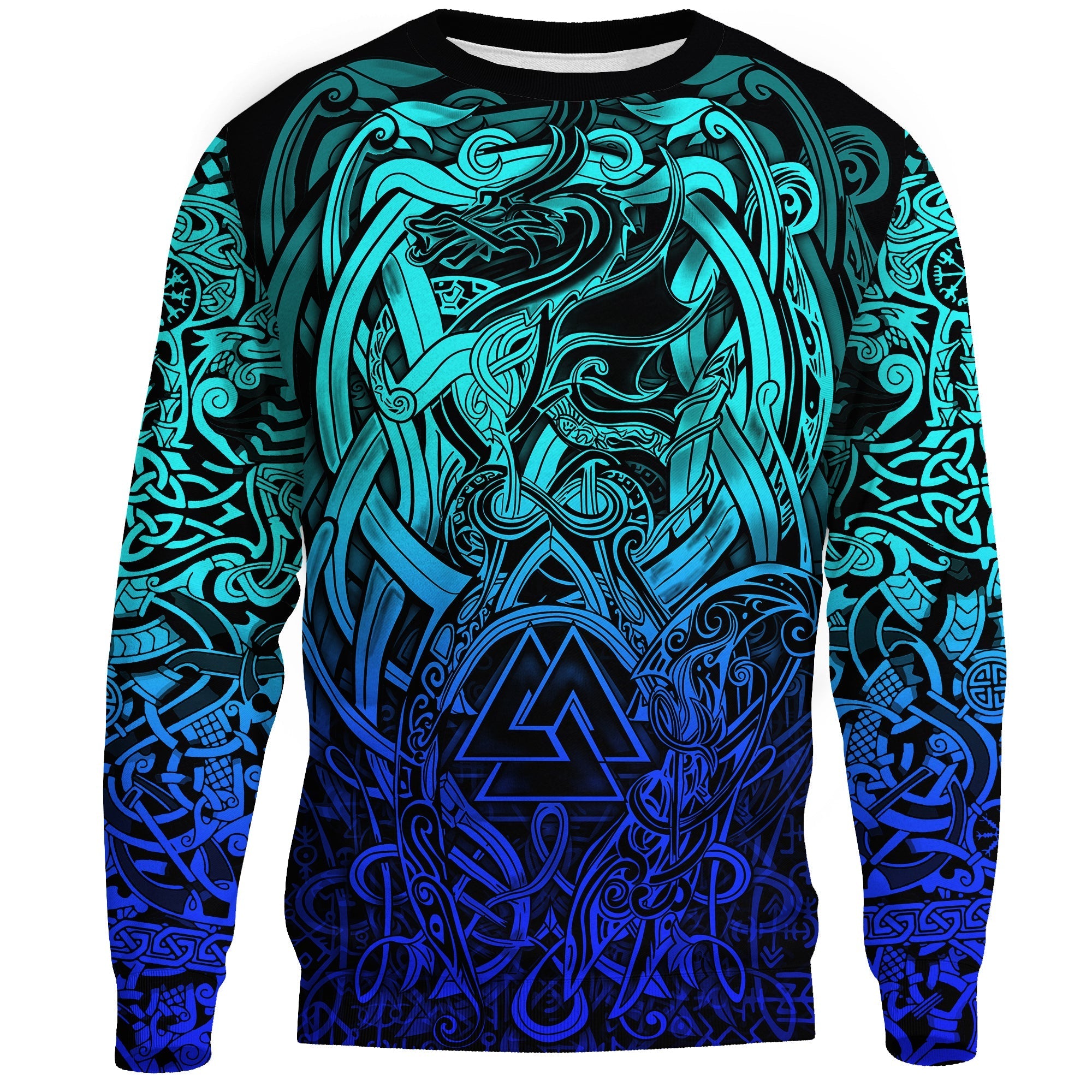 viking-sweatshirt-valknut-and-dragon-tattoo-special-blue