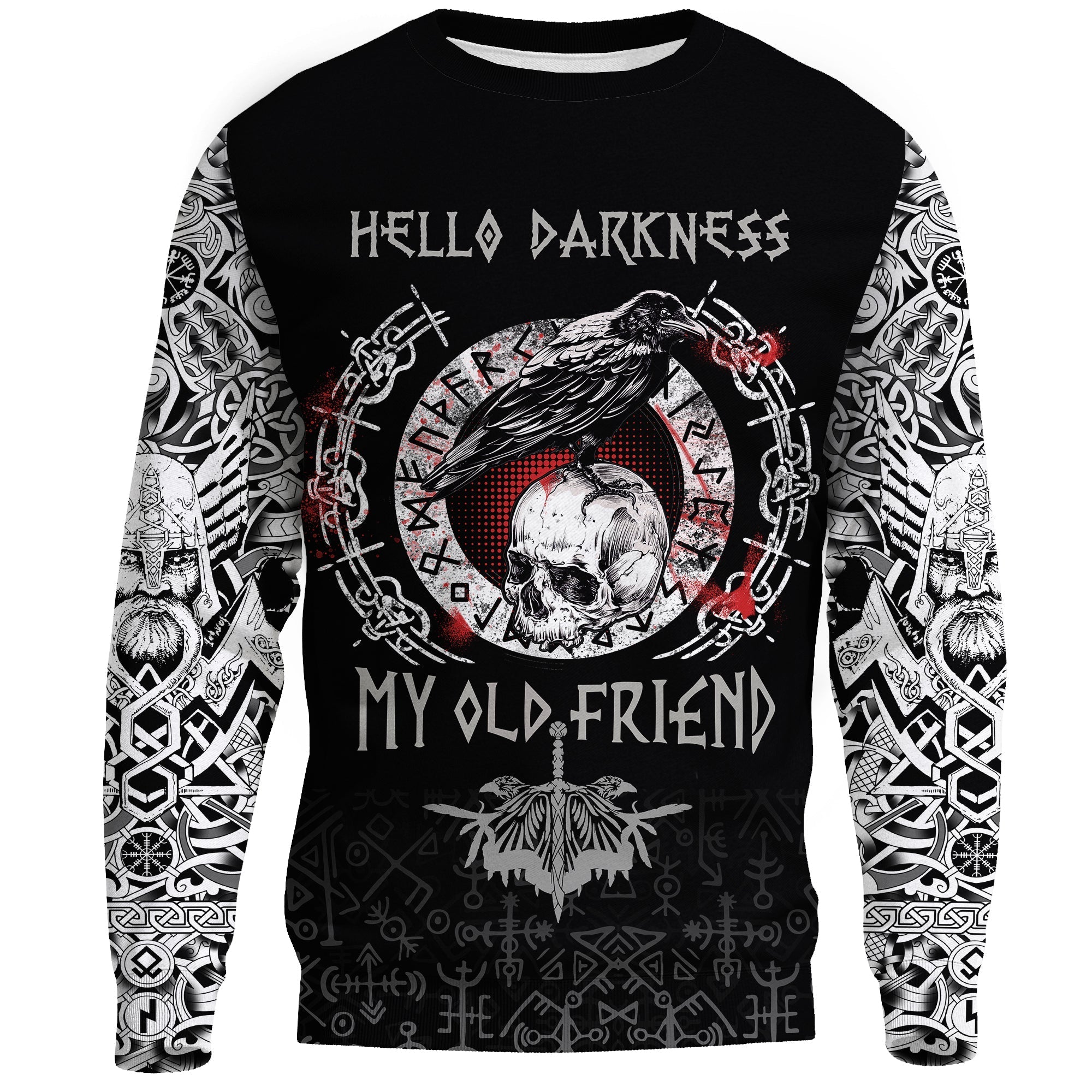 Viking Sweatshirt - Raven and Skull RLT12 - Wonder Print Shop