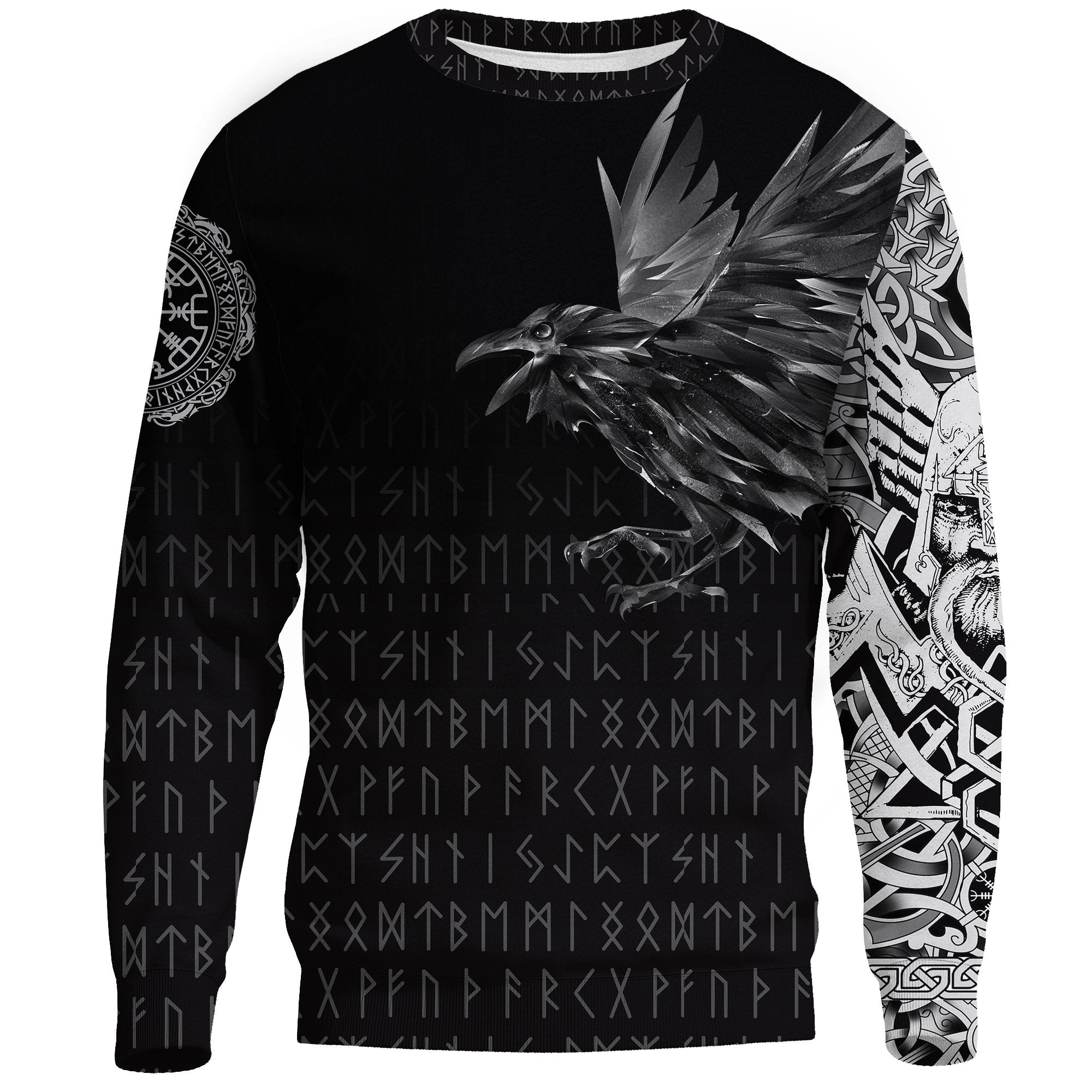 Viking Sweatshirt - The Raven Of Odin Rune RLT12 - Wonder Print Shop