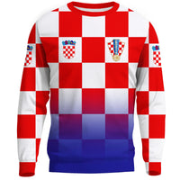 Custom Croatia Euro sweatshirt with red-and-white check front and crest patches