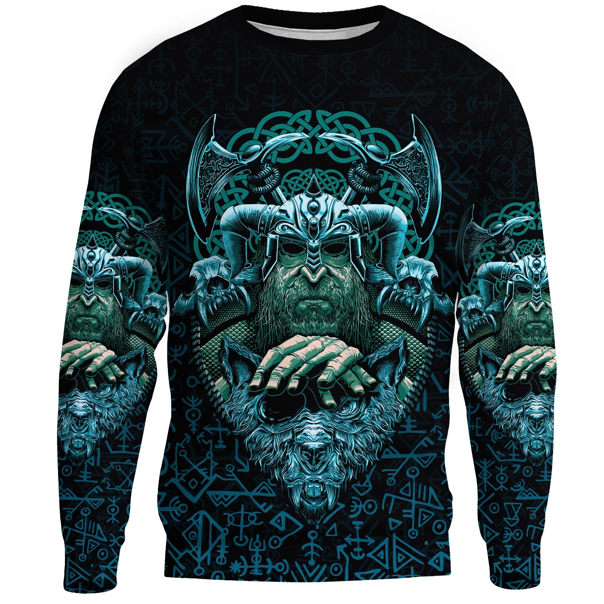 Viking Sweatshirt Odin With Fenrir RLT12 - Wonder Print Shop