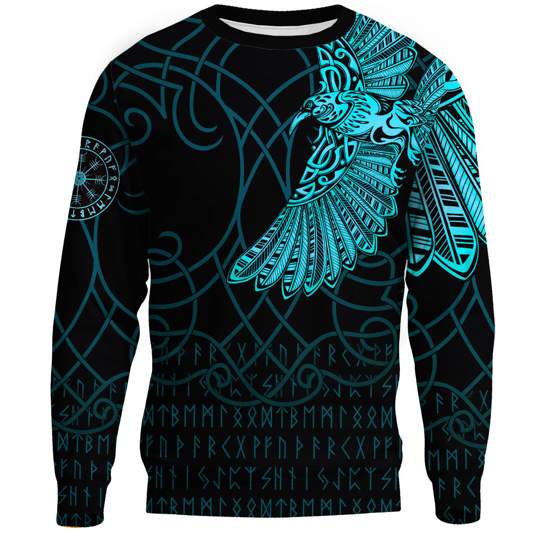 Viking Clothing Viking Odin's Celtic Ravens Cyan Version Sweatshirts RLT12 - Wonder Print Shop