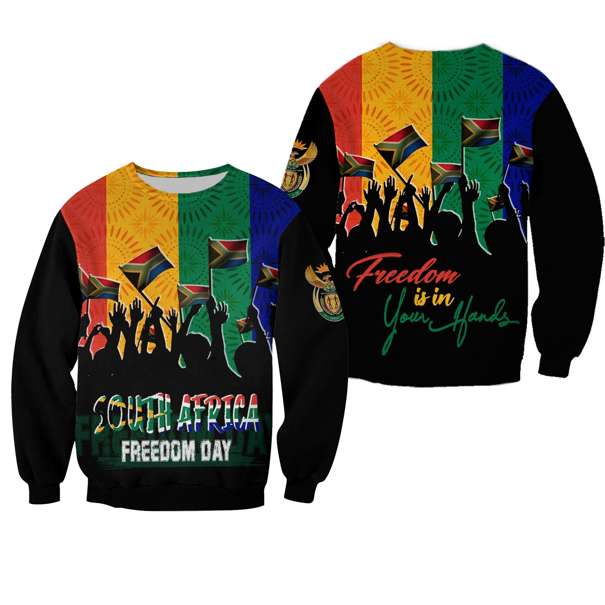 Shweshwe Pattern South Africa Freedom Day Sweatshirt Freedom Is In Your Hands - Wonder Print Shop