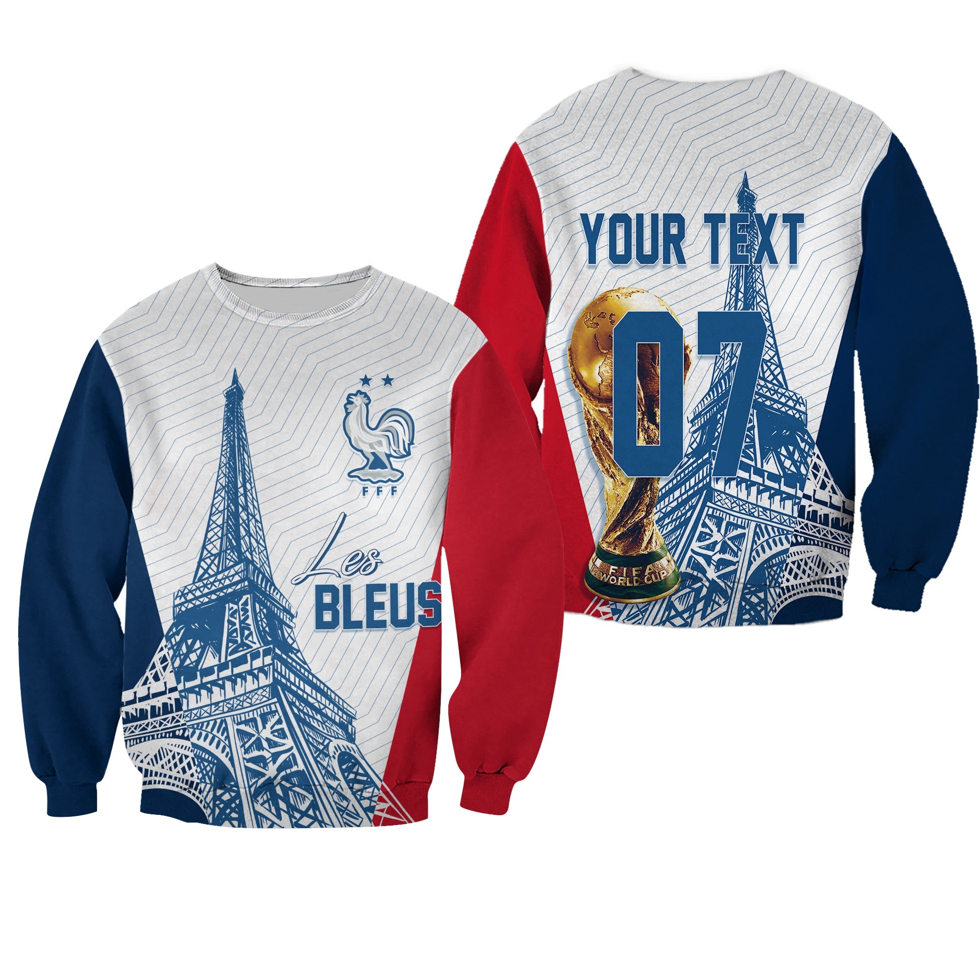 Personalised France Football Sweatshirt World Cup 2022 - Champions - Wonder Print Shop