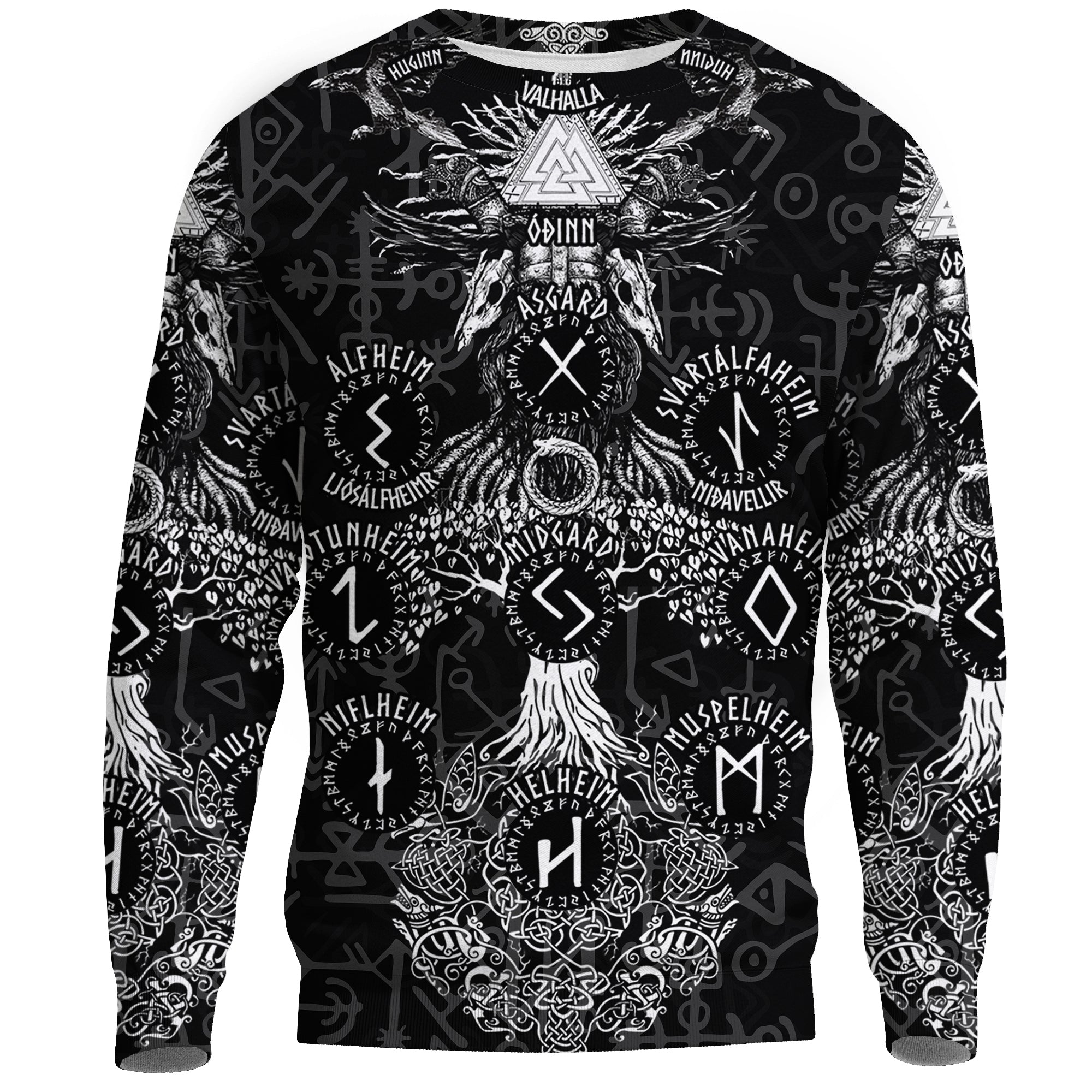 Viking Sweatshirt - Odin Tree Runes RLT12 - Wonder Print Shop