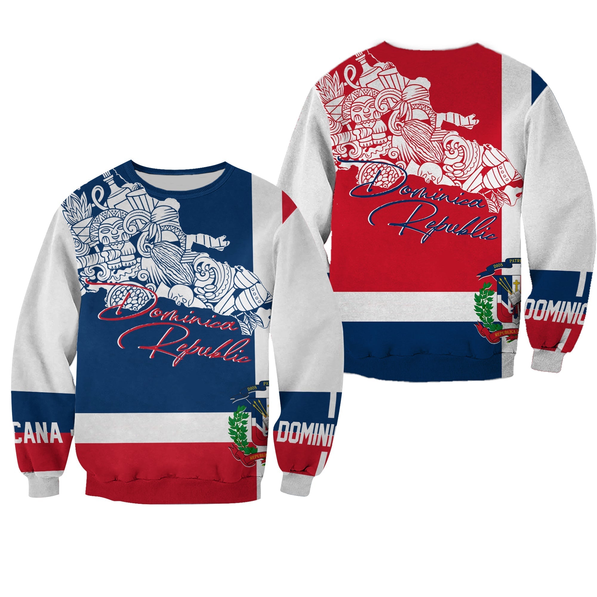 Dominican Republic Sweatshirt Independence Day Flag Style - Wonder Print Shop