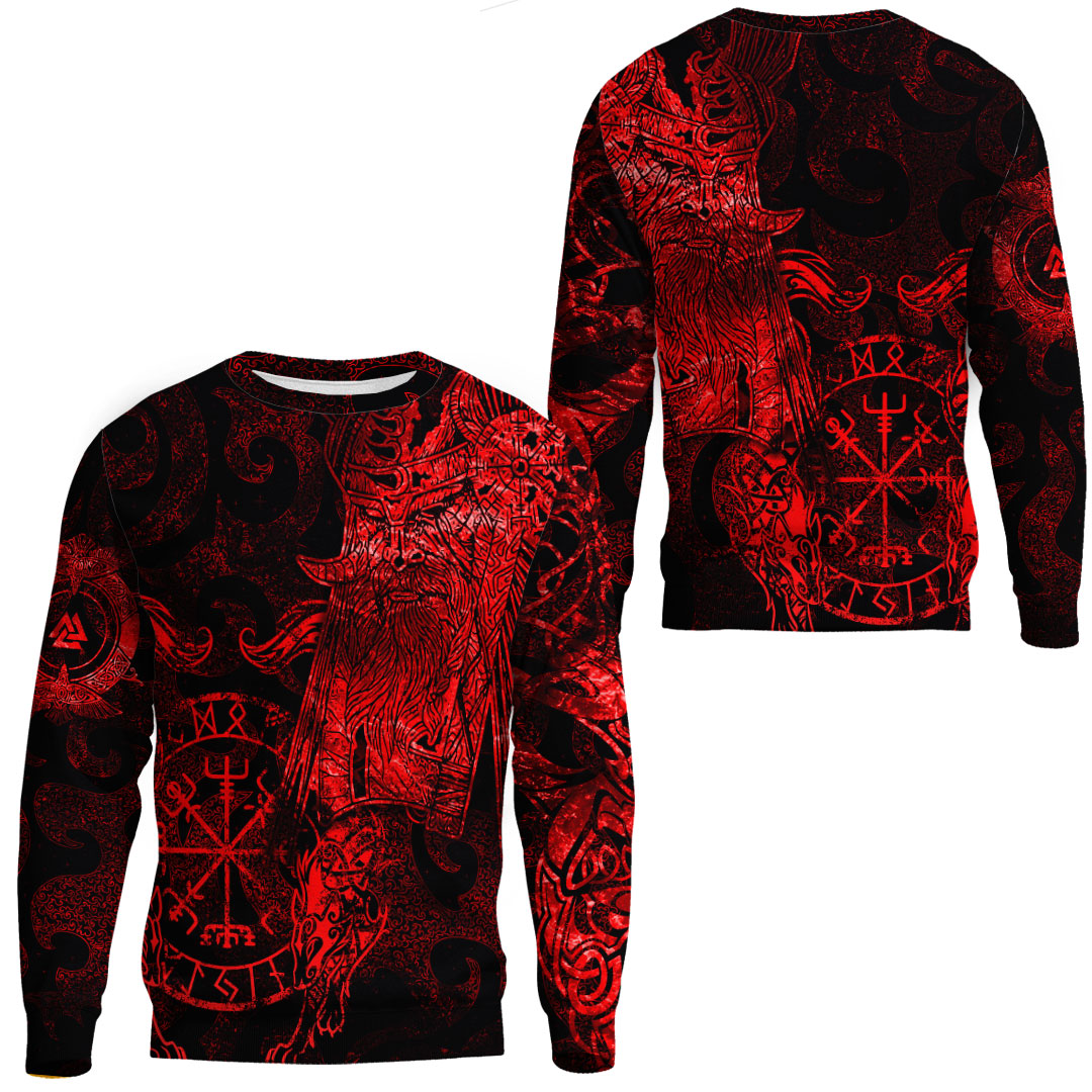 Viking Clothing Viking Odin Tattoo Red Version Sweatshirts RLT12 - Wonder Print Shop