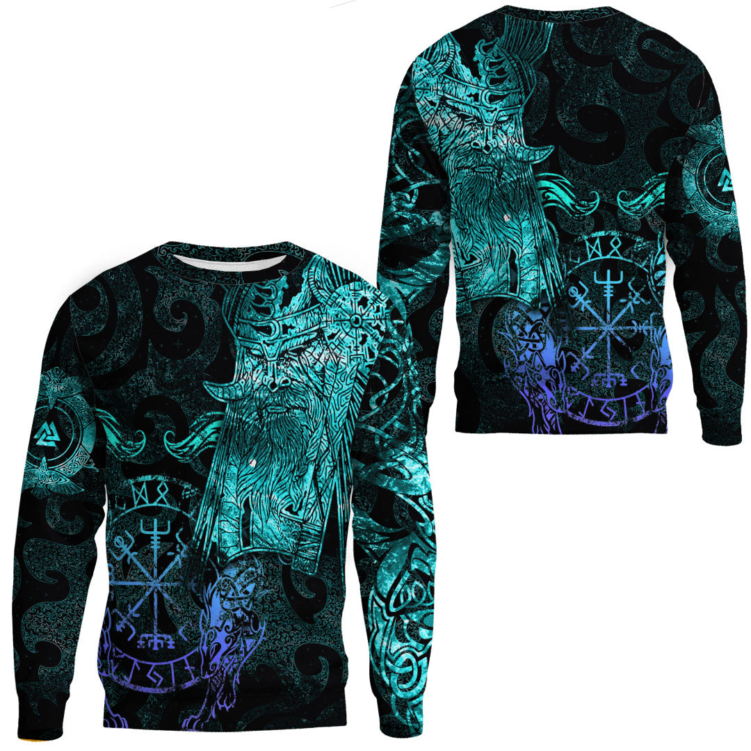 Viking Clothing Viking Odin Tattoo Cyan Version Sweatshirts RLT12 - Wonder Print Shop