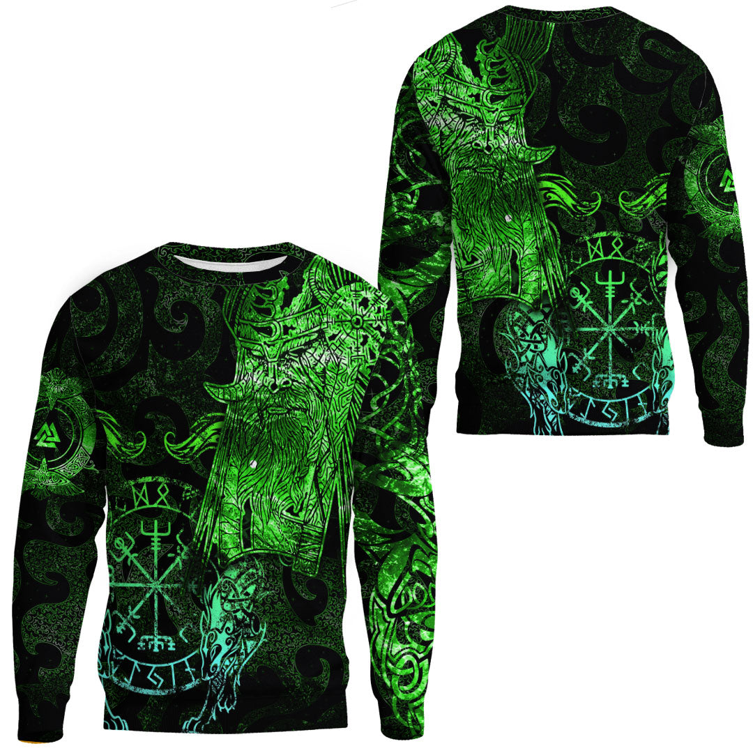 Viking Clothing Viking Odin Tattoo Green Version Sweatshirts RLT12 - Wonder Print Shop