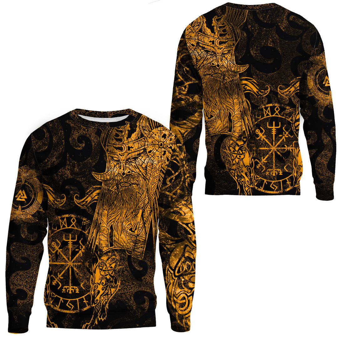 Viking Clothing Viking Odin Tattoo Gold Version Sweatshirts RLT12 - Wonder Print Shop