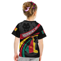 Kid black Cameroon independence Day T-shirt, back view with INDEPENDENCE DAY banner
