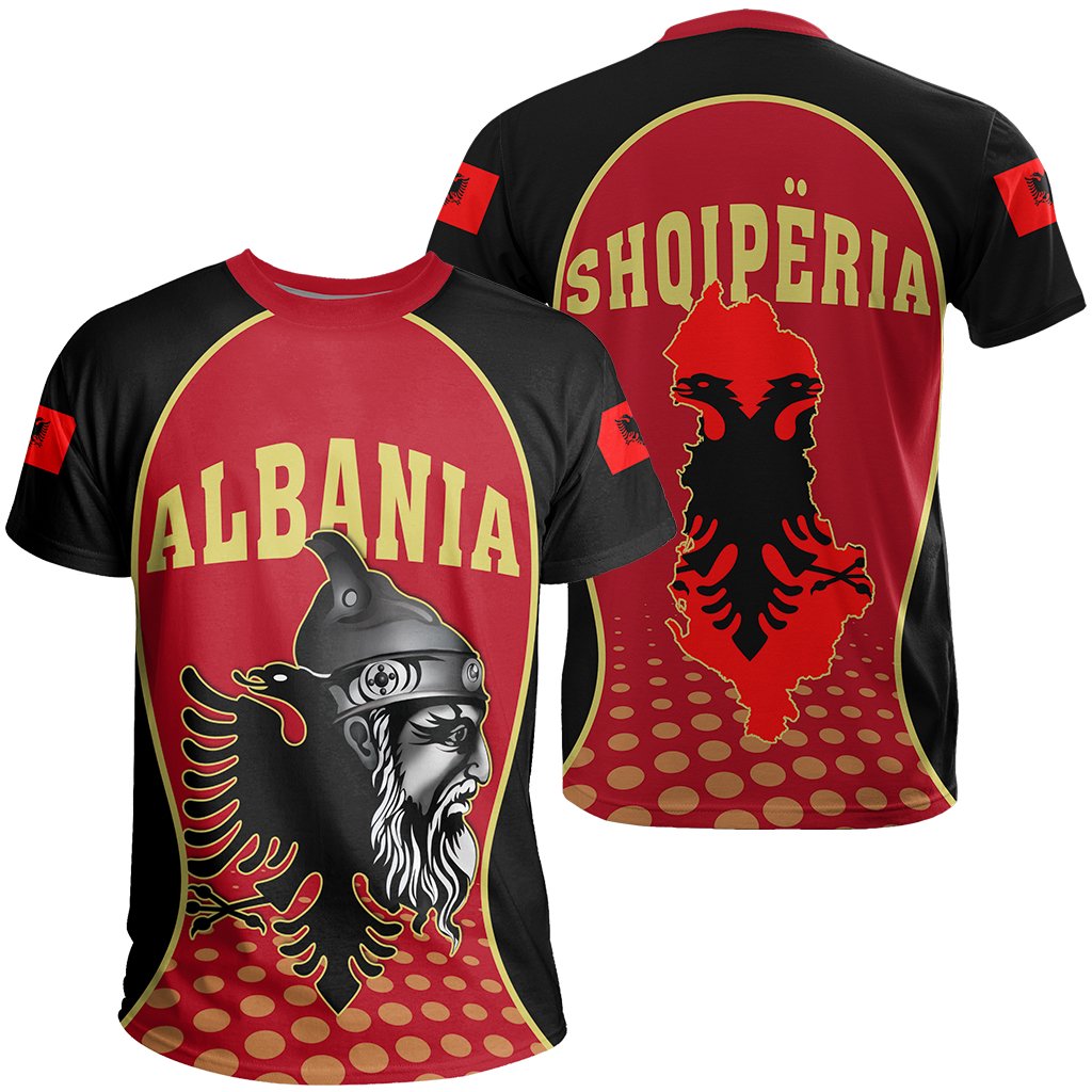 Albania T-Shirt multicolore, stampa Skanderbeg su davanti e dietro