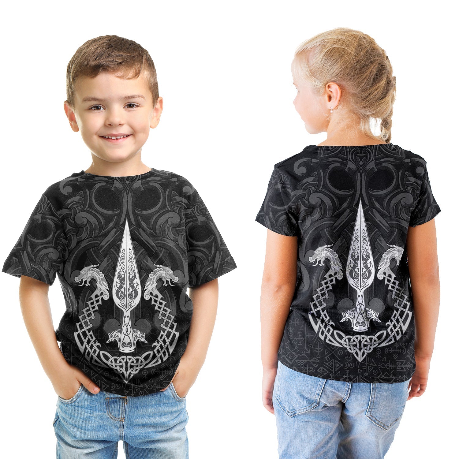 Viking T shirt Kid - Gungnir Of Odin and Drakkar RLT12 - Wonder Print Shop