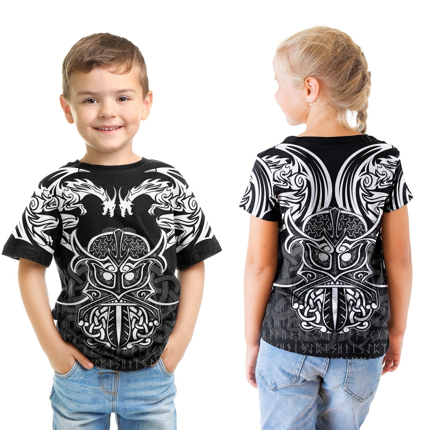 Viking T shirt Kid - Njord and Dragon Tattoo RLT12 - Wonder Print Shop