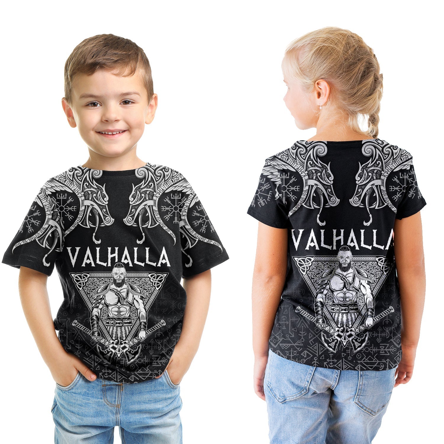 Viking T shirt Kid Warrior Valhalla and Double Dragon RLT12 - Wonder Print Shop