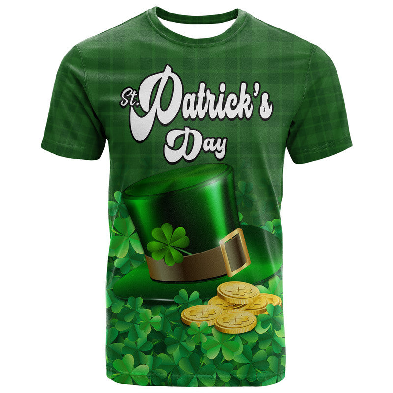 St Patricks Day T Shirt Green Leprechaun Hat With Clover Leaf No2 - Wonder Print Shop