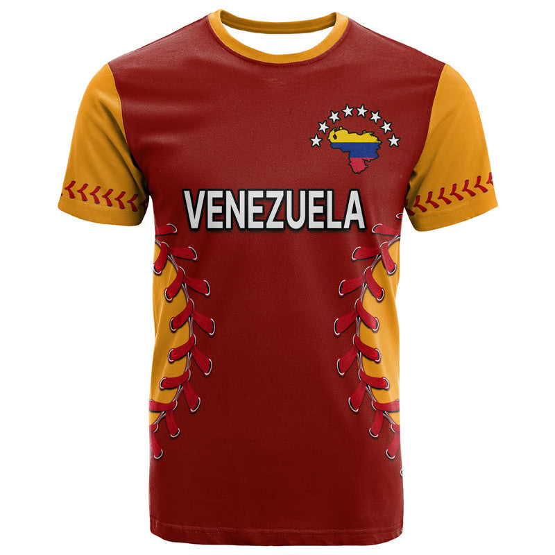 Custom Venezuela Baseball Flag Map T Shirt - Wonder Print Shop