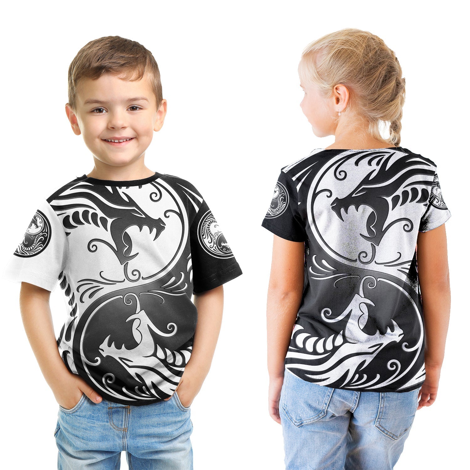 Viking T shirt Kid - Ying Yang Dragon RLT12 - Wonder Print Shop