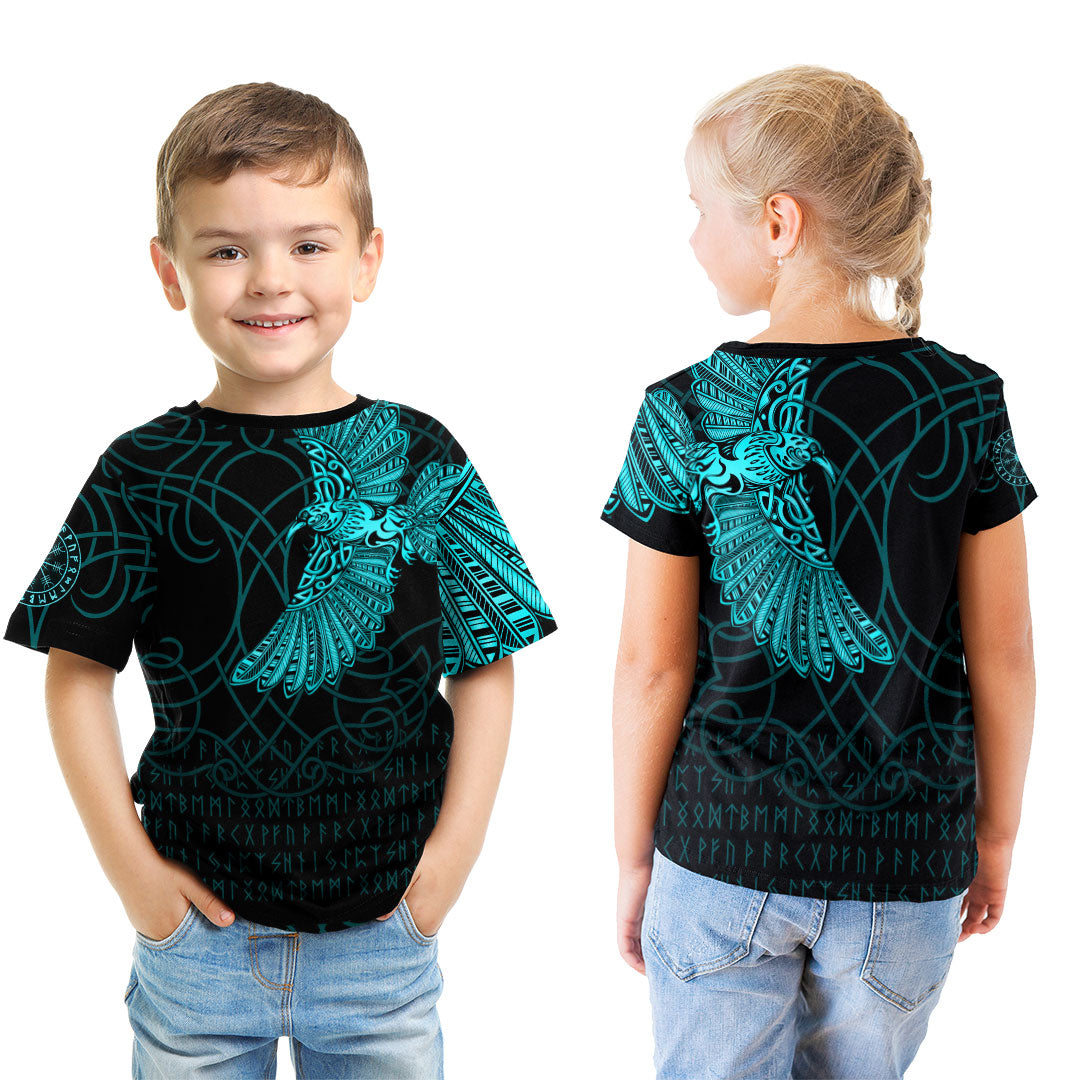 Viking Clothing Viking Odin's Celtic Ravens Cyan Version T Shirt RLT12 - Wonder Print Shop