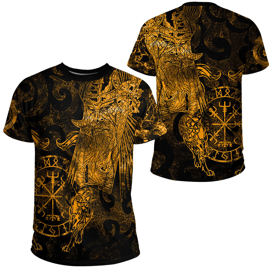 Viking Clothing Viking Odin Tattoo Gold Version T Shirt RLT12 - Wonder Print Shop