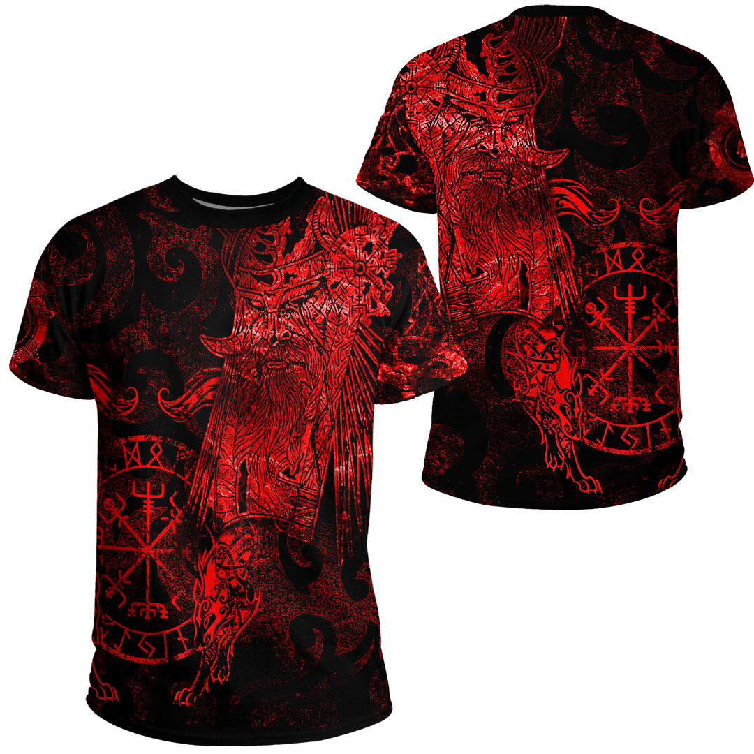 Viking Clothing Viking Odin Tattoo Red Version T Shirt RLT12 - Wonder Print Shop