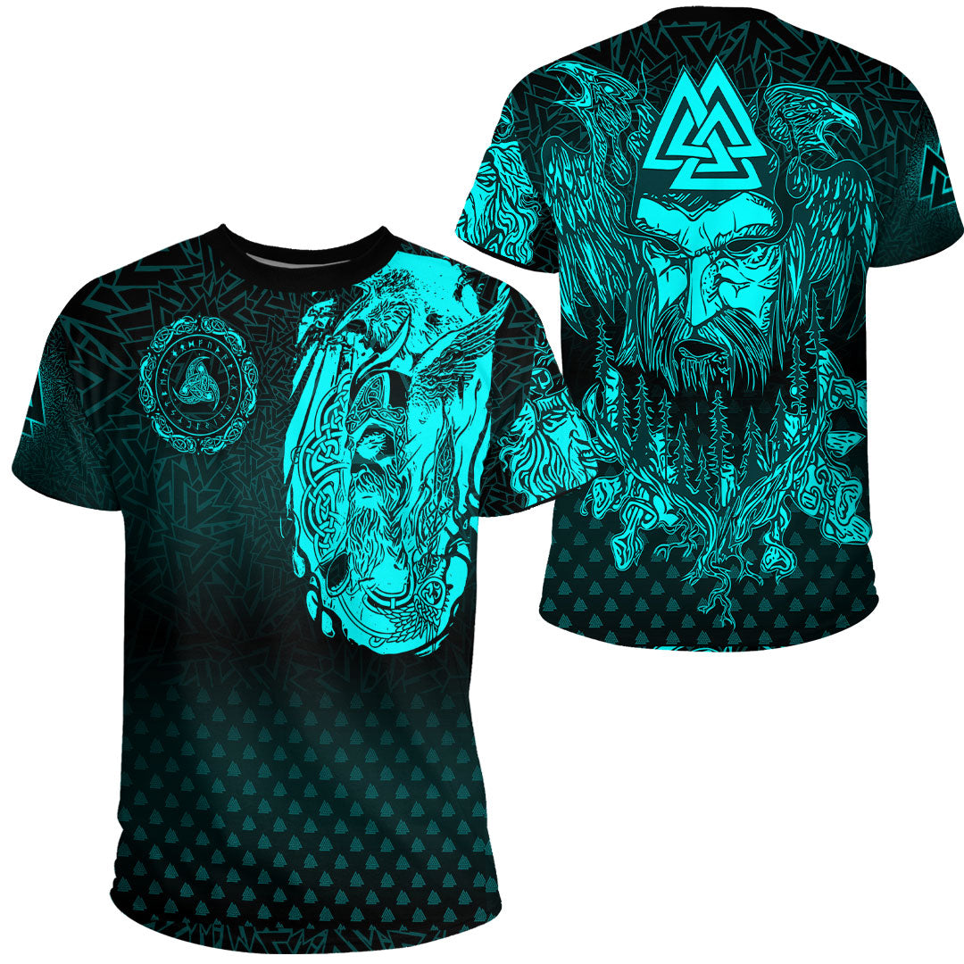 viking-clothing-viking-odin-raven-tattoo-style-cyan-version-t-shirt