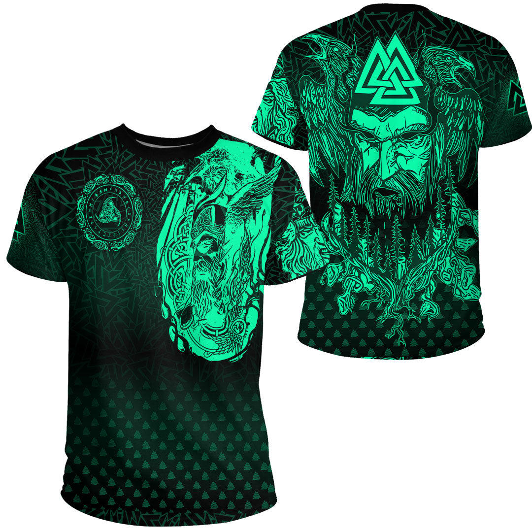 viking-clothing-viking-odin-raven-tattoo-style-green-version-t-shirt