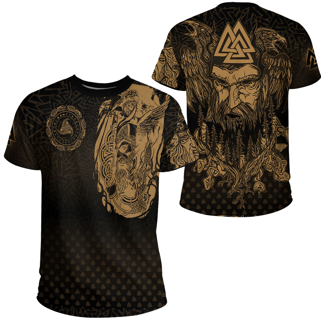 viking-clothing-viking-odin-raven-tattoo-style-gold-version-t-shirt