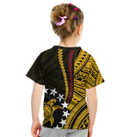 Kids black T-shirt with back tribal print in yellow and red stripes