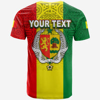 Red Senegal T‑shirt back with 'YOUR TEXT' and emblem crest