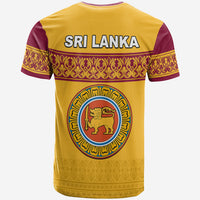 Yellow Sri Lanka T-shirt back with maroon trim, SRILANKA text and circular lion emblem