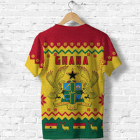 Ghana Christmas T-shirt with African pattern, 'GHANA' and crest on back