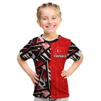 Kids Turkey sport T-shirt, red/black with Turkey crest and graphic stripes