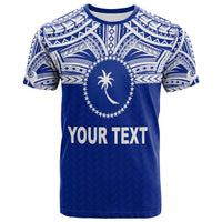 Custom blaues T-Shirt mit Herz-Flag-Design und YOUR TEXT Schriftzug