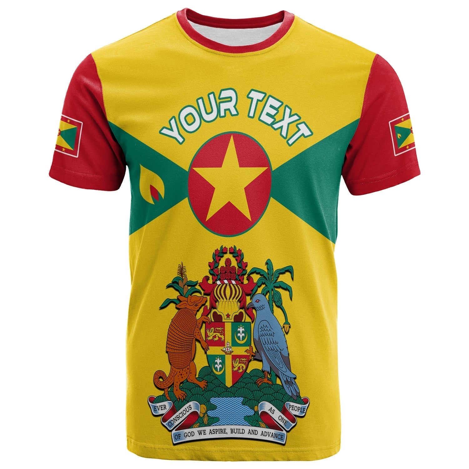 Custom Grenada T Shirt Power Grenada Mix Coat Of Arms LT13 - Wonder Print Shop