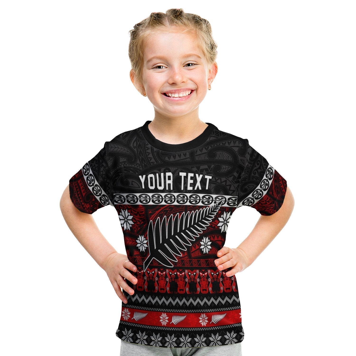 custom-personalised-new-zealand-silver-fern-christmas-t-shirt-kid-maori-meri-kirihimete