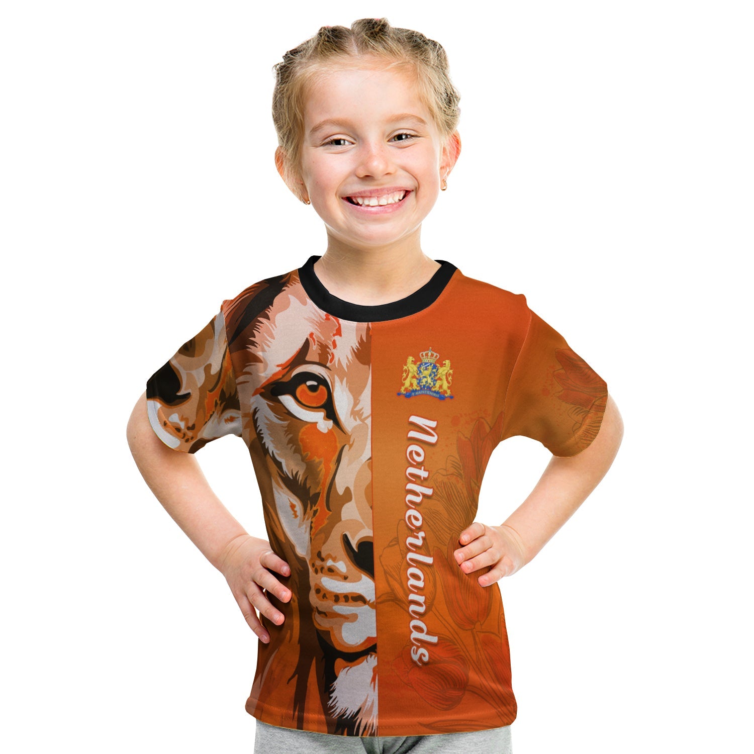 Netherlands T shirt KID Style Lusty Dutch Lion LT13 - Wonder Print Shop