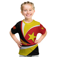 Kids T-shirt with Tigray flag design, big star and “TIGRAY” text, red/yellow/black