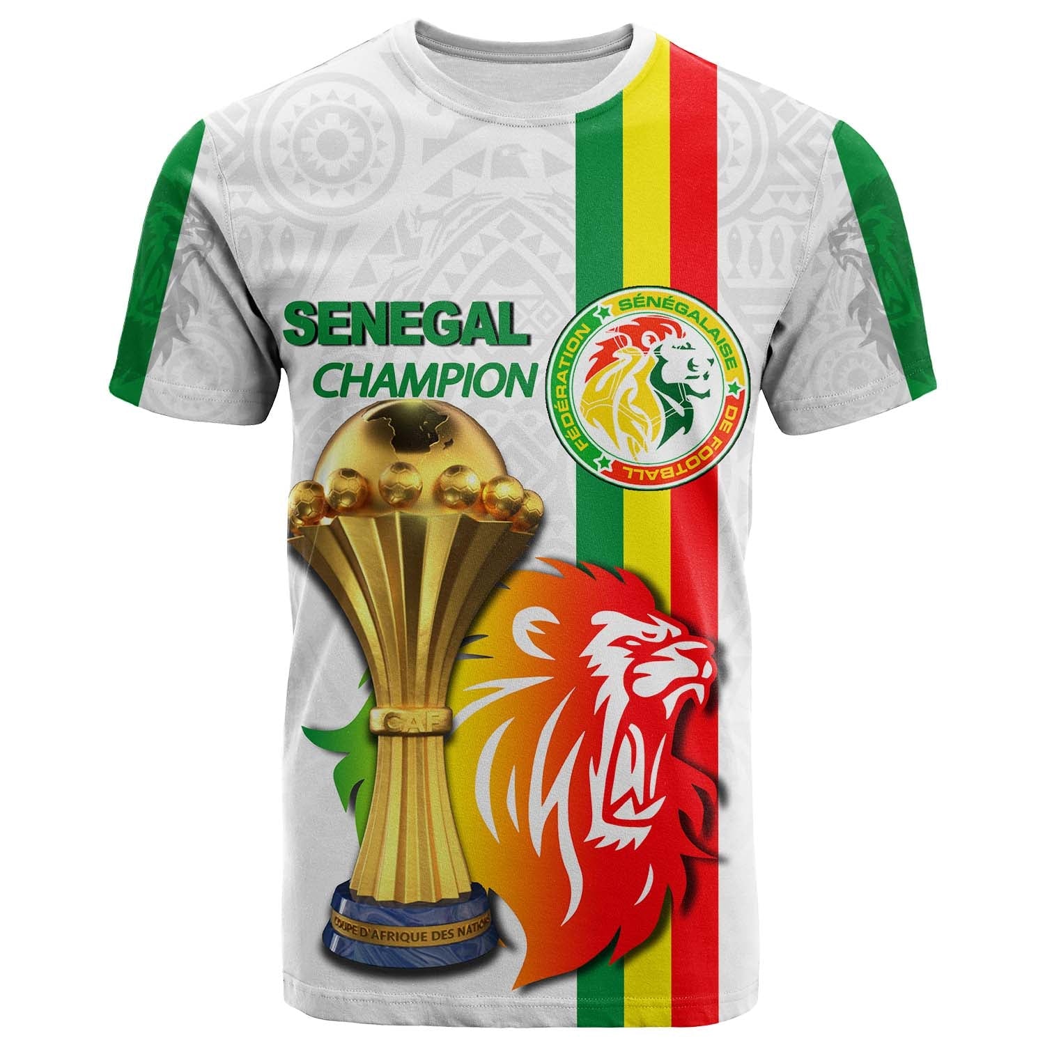 Senegal Football Champion T Shirt White Style LT6 - Wonder Print Shop