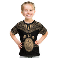 Kid black T-shirt with gold Marshall Islands front design and seal graphic