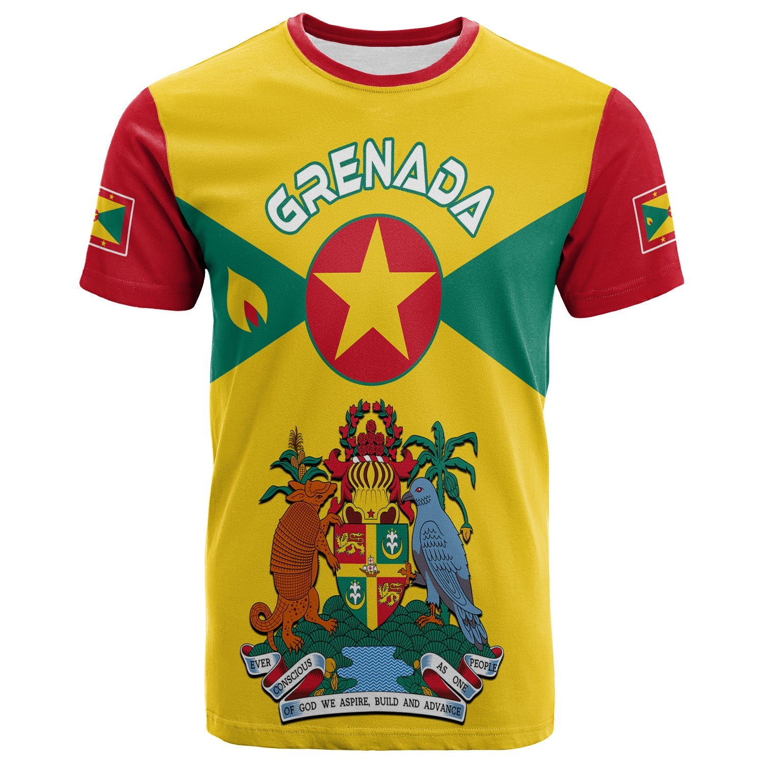 Grenada T Shirt Power Grenada Mix Coat of Arms LT13 - Wonder Print Shop