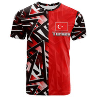 Red Turkey sport style T-shirt with black geometric sleeves and Turkey logo on chest