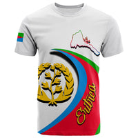 White T-shirt with Eritrea map, flag stripes and tree-of-life graphic