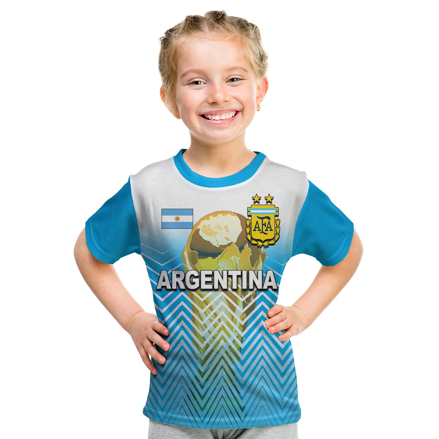 (Custom Personalised And Number) Argentina World Cup 2022 T Shirt KID Sport Style