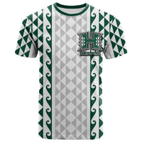 Green/white volleybT T-shirt with front Hawaii logo and geometric side panels