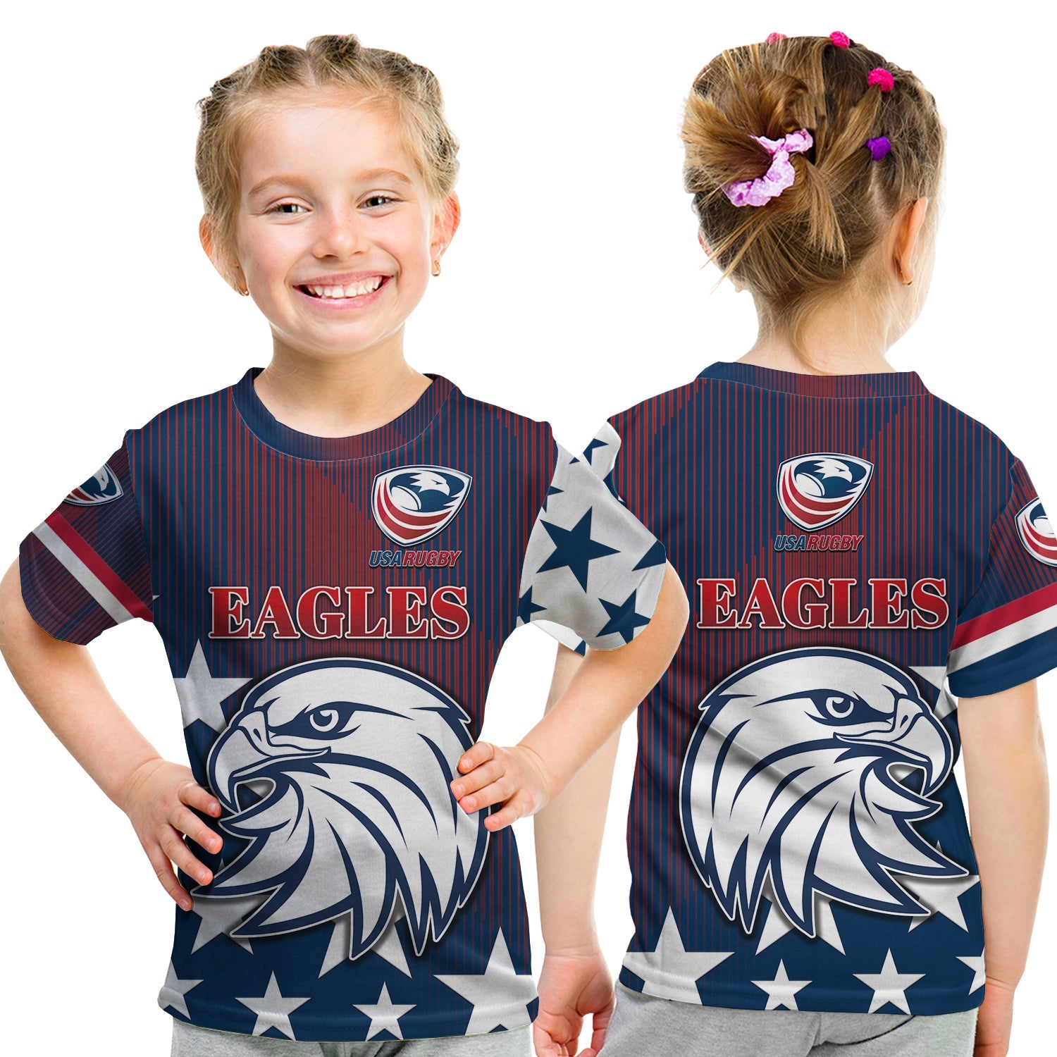 USA Rugby T shirt KID Original Vibes Blue LT8 - Wonder Print Shop