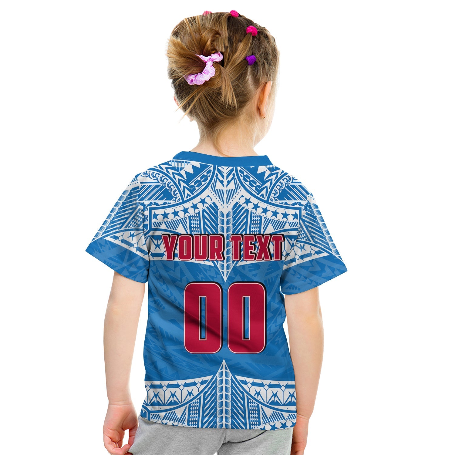 Custom Personalised And Number Toa Samoa Rugby T Shirt KID Blue Sky LT6 - Wonder Print Shop