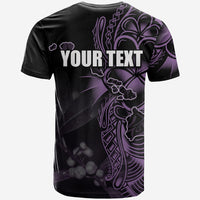 Black T-shirt with purple island pattern and YOUR TEXT back print