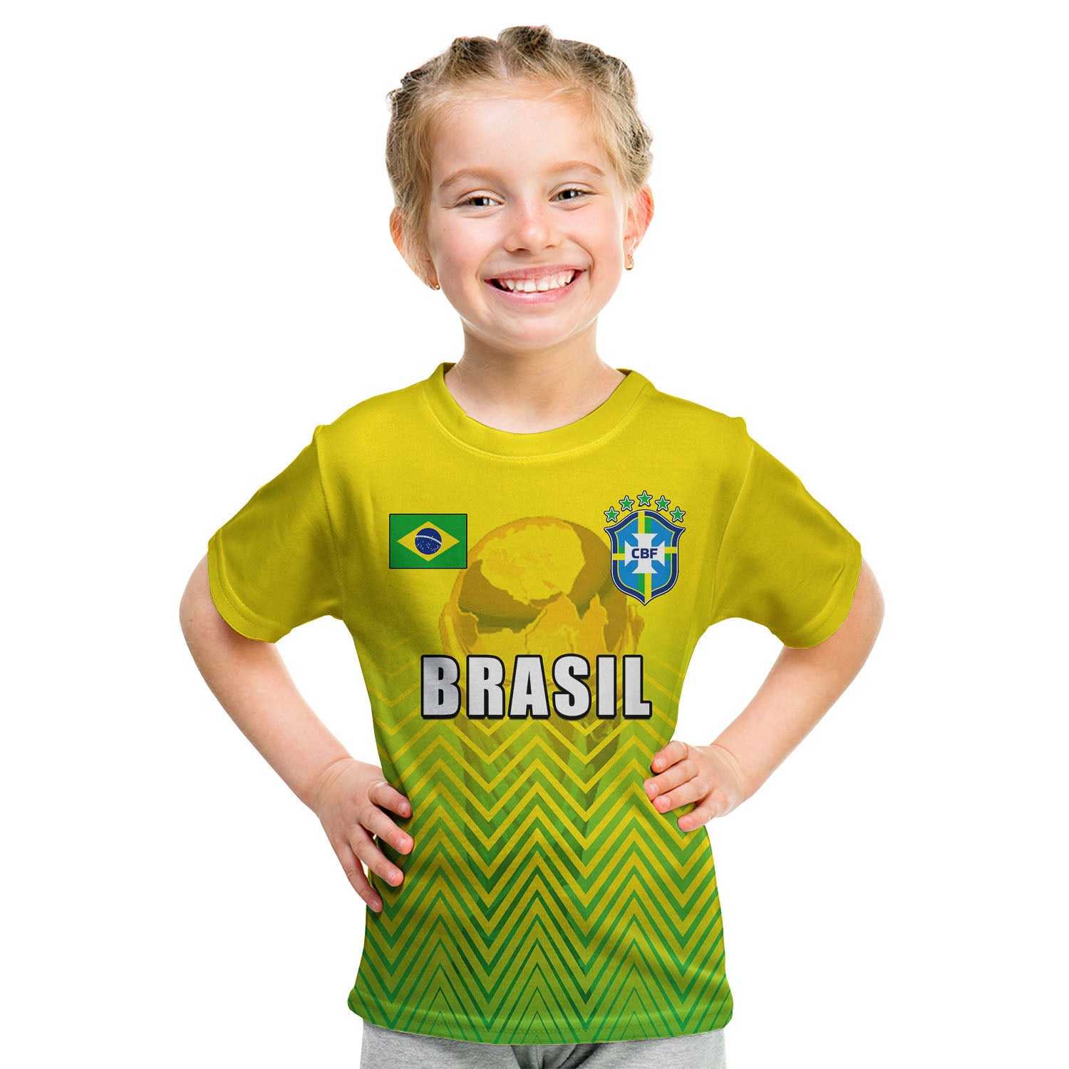 (Custom Personalised And Number) Brasil World Cup 2022 T Shirt KID Sport Style